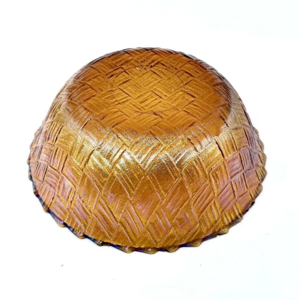 Indiana Iridescent Glass Amber Marigold Carnival‎ Glass Basketweave Bowl 8.5in